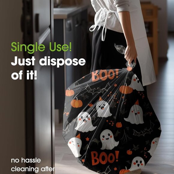 8-Pack Black Plastic Halloween Tablecloths | 54" x 108" Disposable Rectangle - Picture 4 of 6